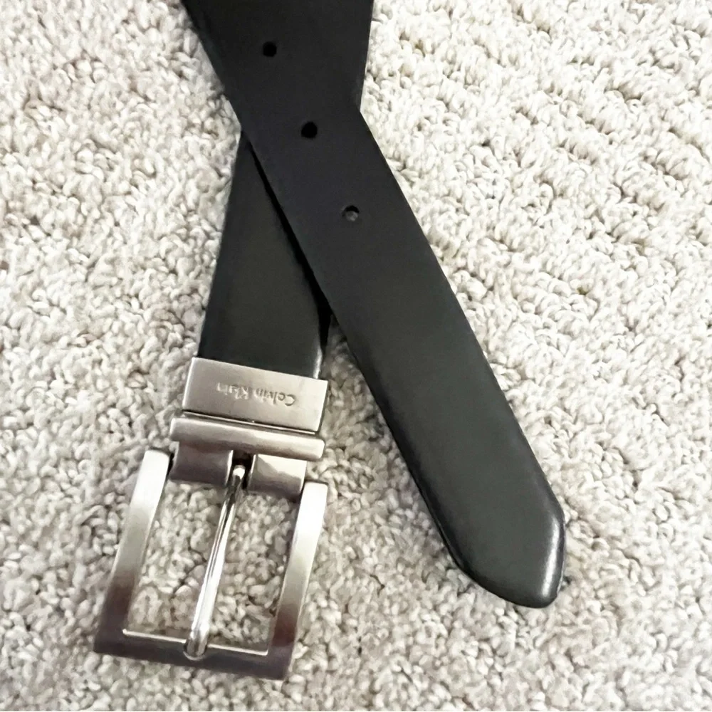 Calvin Klein Junior Boy Black Teen Brown Belt Sz M 30 Reversible Buckle Classic